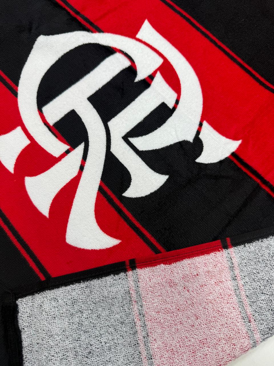 TOALHA ESTAMPADA OFICIAL FLAMENGO LISTRADA