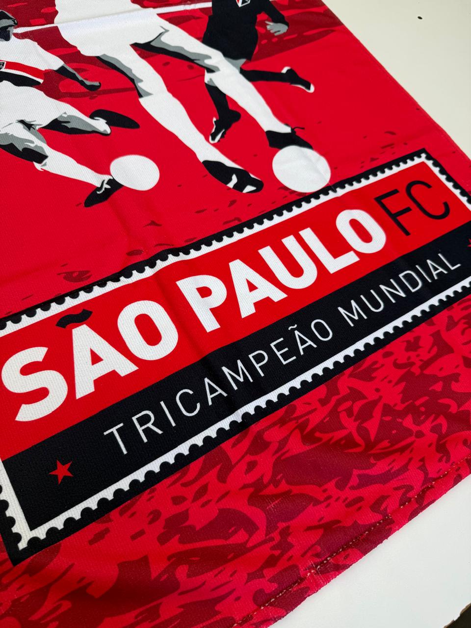 TOALHA AVELUDADA OFICIAL DO SÃO PAULO TRICAMPEÃO MUNDIAL