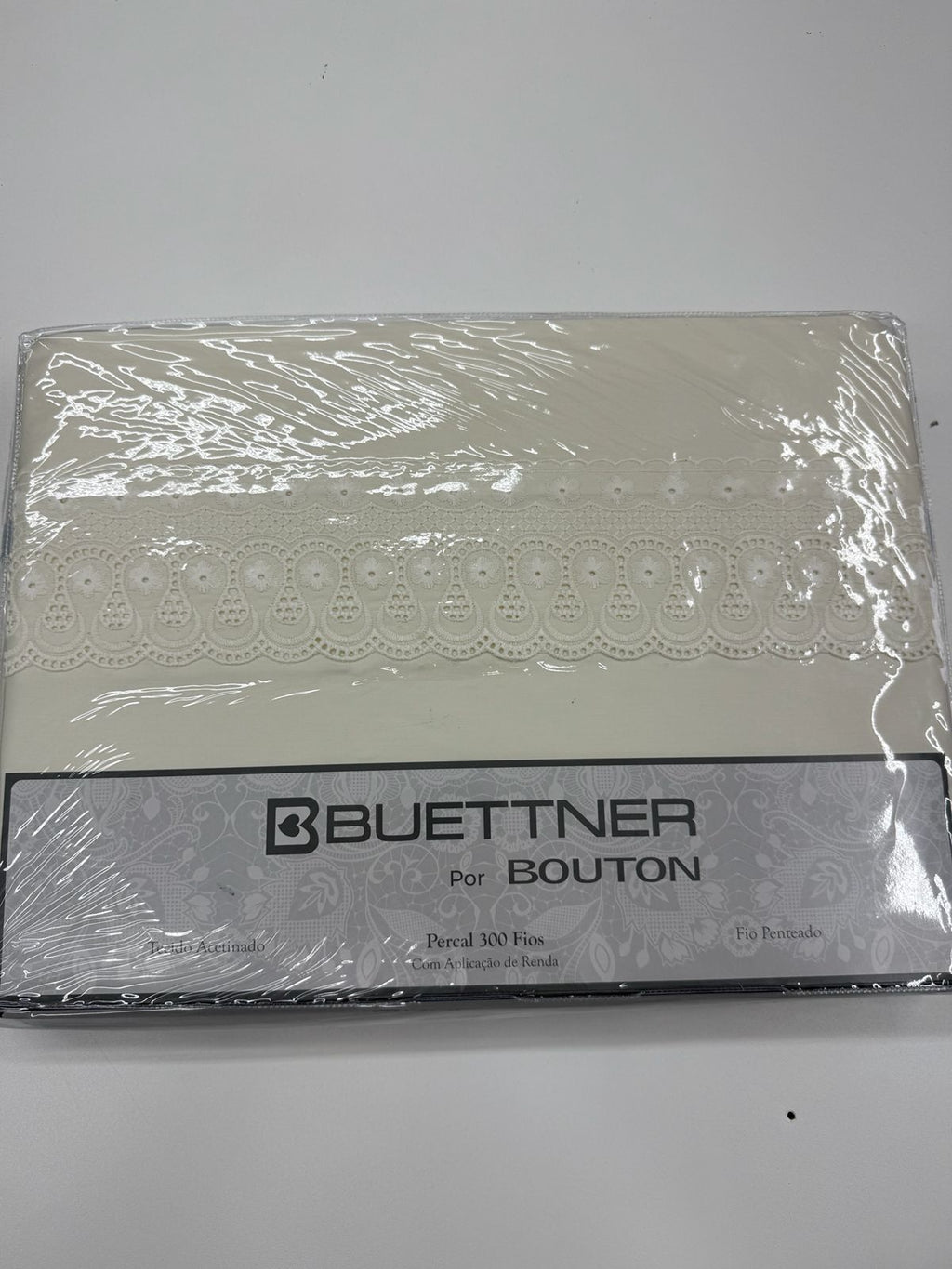 Jogo de Cama Buettner Cristal Renascença Percal 300 Fios - 100% Algodão - Queen - Perola