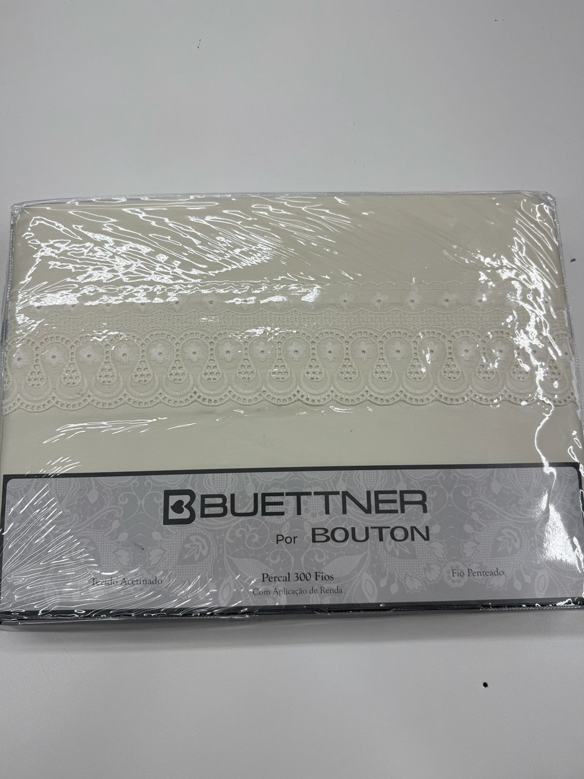 Jogo de Cama Buettner Cristal Renascença Percal 300 Fios - 100% Algodão - Queen - Perola
