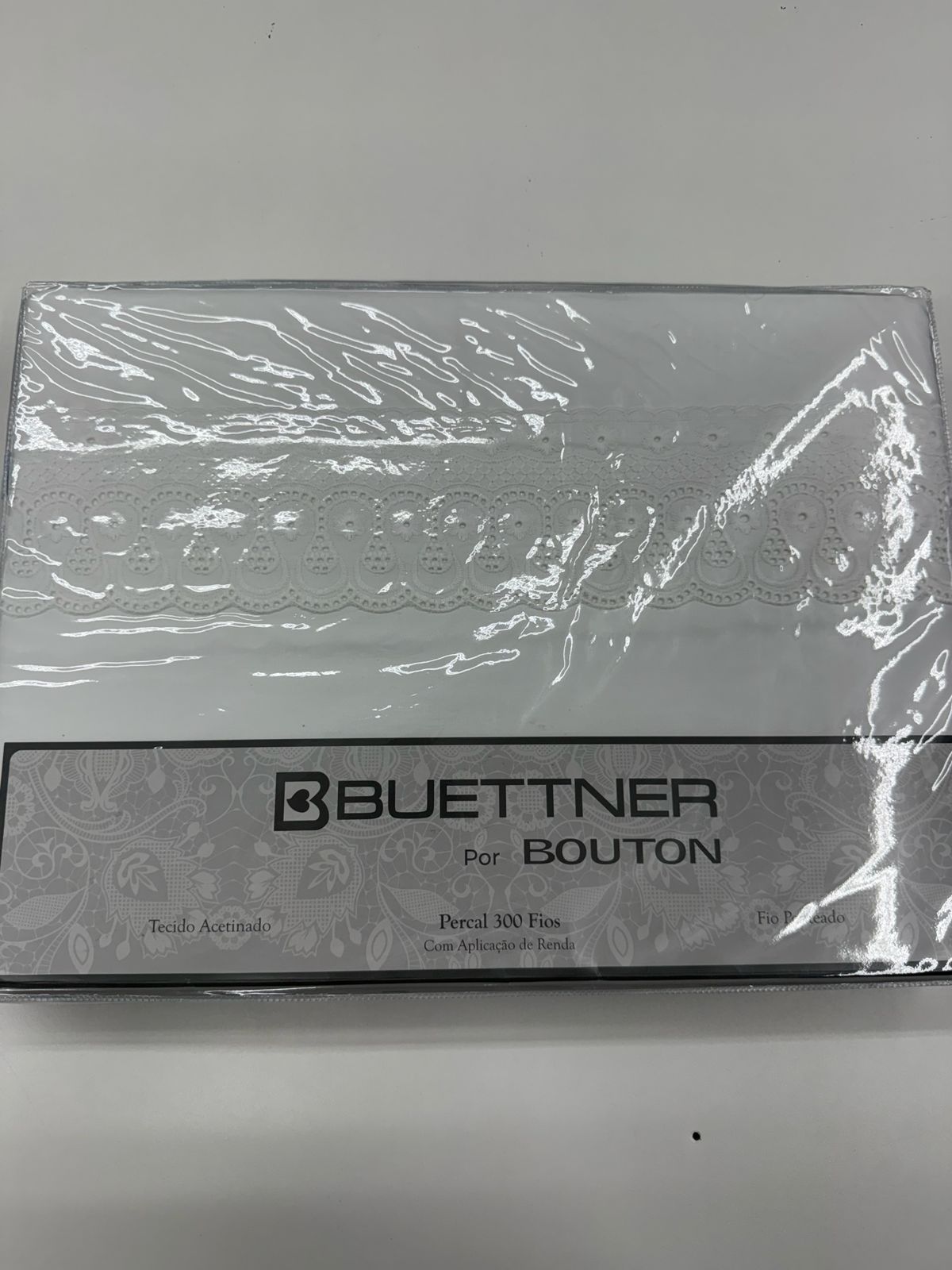 Jogo de Cama Buettner Cristal Renascença Percal 300 Fios - 100% Algodão - Queen - Branco