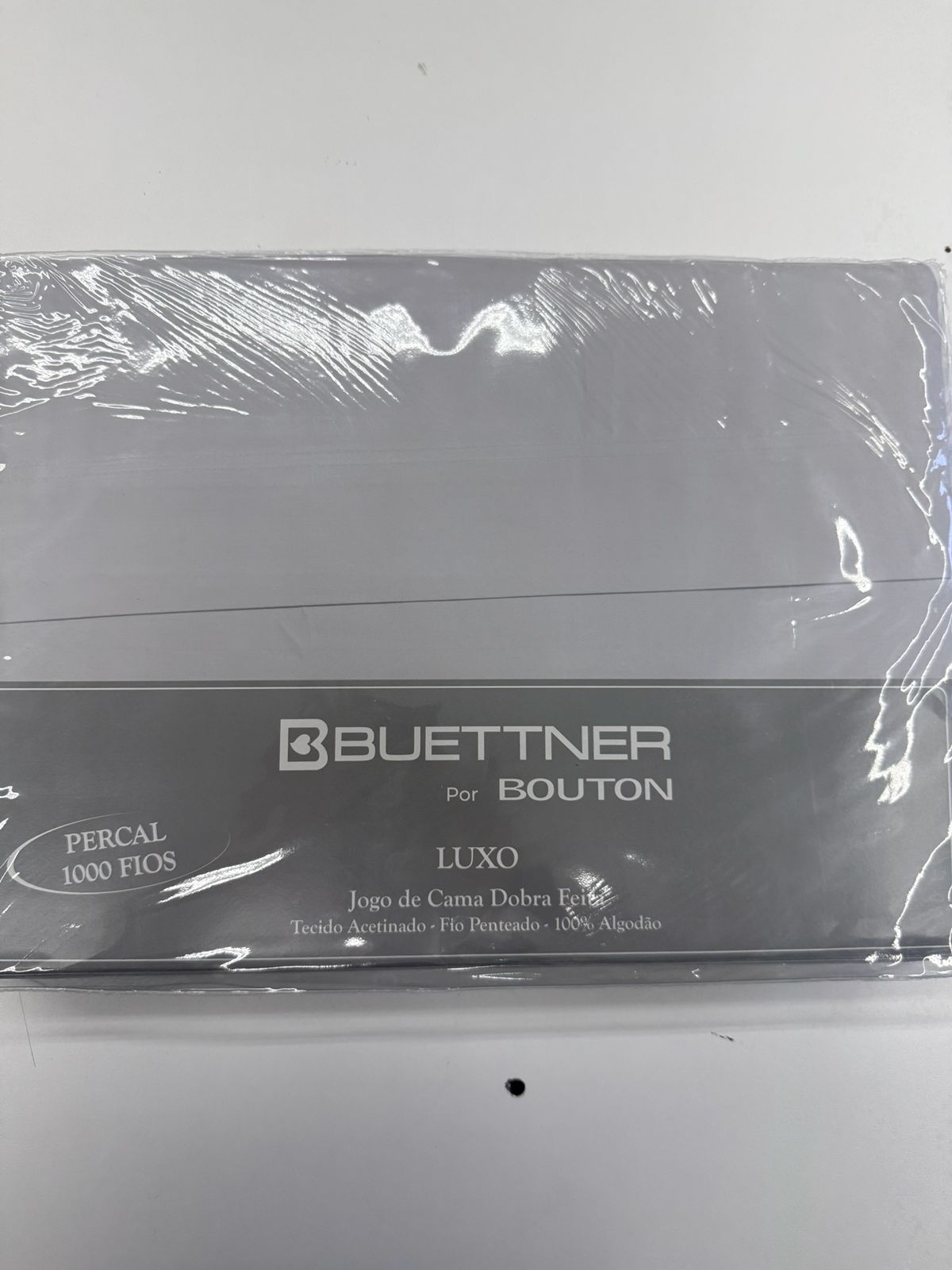Jogo de Cama Buettner Percal 1000 Fios - 100% Algodão - Casal - Prata