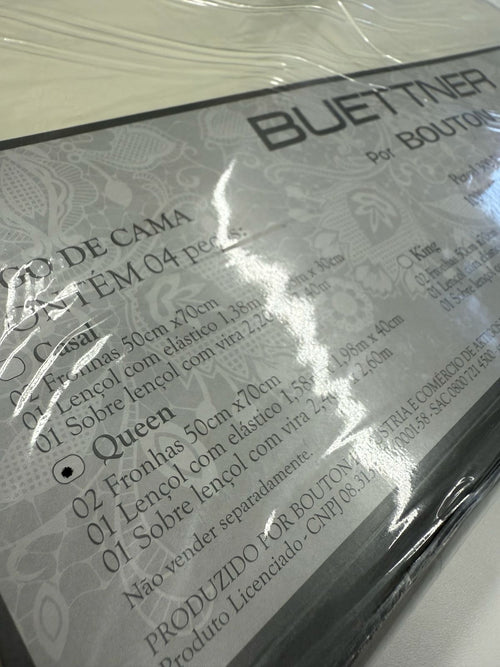 Jogo de Cama Buettner Percal 300 Fios - 100% Algodão - Queen - Perola