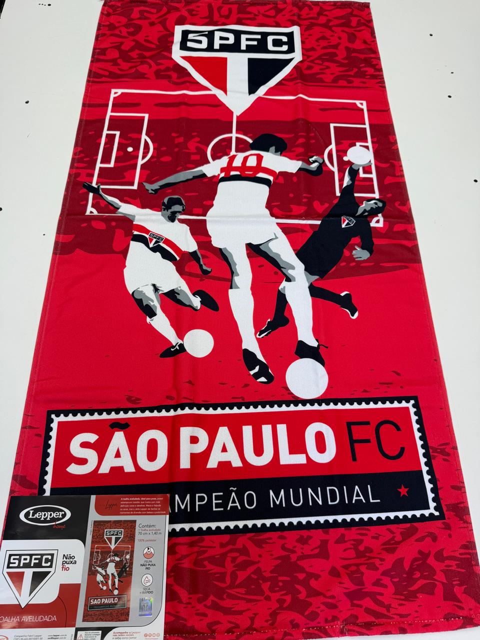TOALHA AVELUDADA OFICIAL DO SÃO PAULO TRICAMPEÃO MUNDIAL