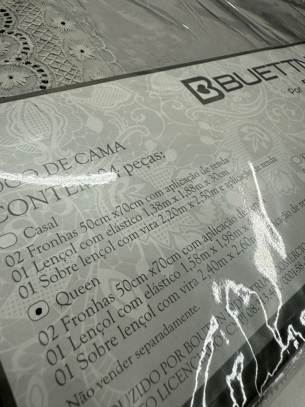 Jogo de Cama Buettner Cristal Renascença Percal 300 Fios - 100% Algodão - Queen - Prata
