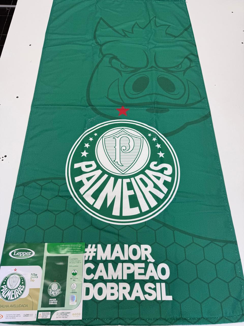 TOALHA AVELUDADA OFICIAL PALMEIRAS MAIOR CAMPEÃO DO BRASIL