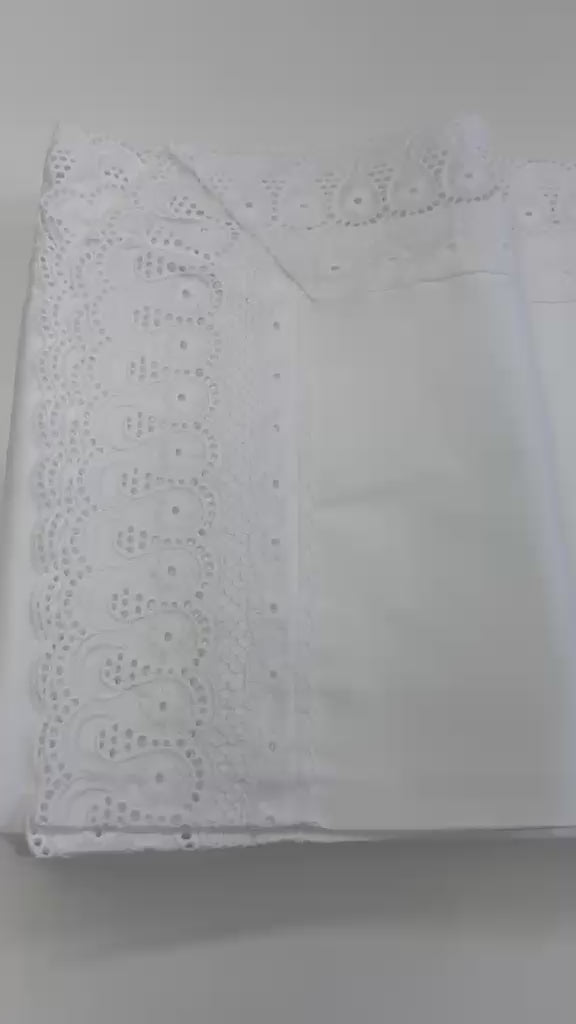 Jogo de Cama Cristal Renascença Percal 300 Fios - 100% Algodão - Queen - Branco