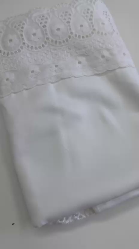 Fronha Percal 300 Fios Fio Penteado 50 cm x 70 cm Branca